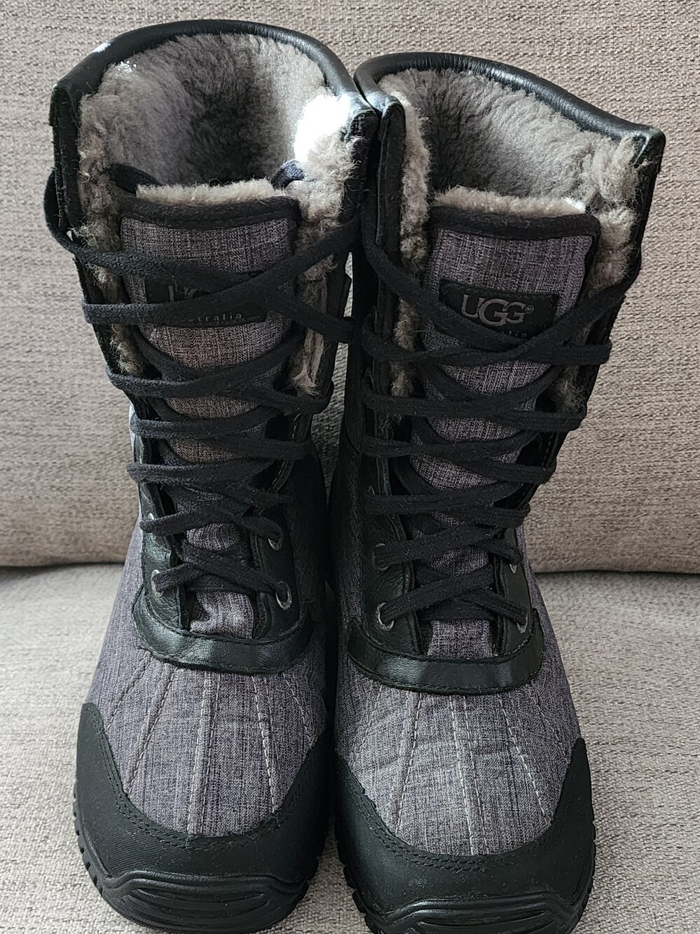 UGG Women’s Gray Lace-Up Winter Boots - Insulated Snow Boots